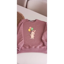 Kız Çocuklar Balonlu Tavşan Baskılı Pudra Rengi Sweatshirt Pudra Kız Çocuklar Balonlu Tavşan Baskılı Pudra Rengi Sweatshirt Pudra