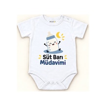 Babylimon Süt Barı Müdavimi Beyaz Kısa Kollu Çıtçıtlı Bebek Zıbını Beyaz - Süt Barı Müdavimi - 928161924 Beyaz - Süt Barı Müdavimi