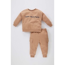 Defacto Erkek Bebek Baskılı Sweatshirt Eşofman Altı 2'li Takım B9738A523WNBG79