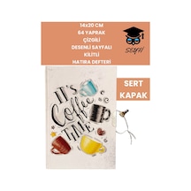 14x20 Cm 64 Yaprak Çizgili Desenli Sayfalı Kilitli Hatıra Defteri Günlük Kahve Seri Coffee Notebook Kahve-1