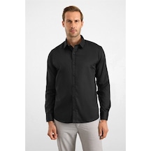 Süvari Siyah Slim Klasik Yaka Düz Casual Gömlek Sgm1008400019-s09