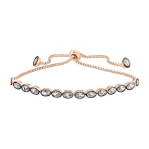 Gümüş Rose Oval Kesim Elmas Montür Asansör Bileklik Karışık Renk