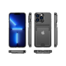 Apple iPhone Uyumlu 13 Pro Max Sert Kart Girişli Şeffaf Premium Silikon Kılıf Col465-şeffaf