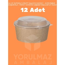 750 Cc Kapaklı Kraft Salata Kasesi Sızdırmaz, Dayanıklı, Paket Servise Uygun Kullan At Kase 12 Adet