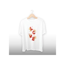 Love Ayıcık Detaylı Unisex Tişört Beyaz