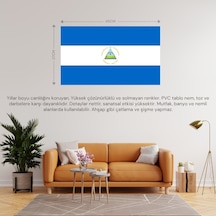 Nikaragua Ülke Bayrağı 45x22cm Duvar Tablosu Çerçevesiz Pvc Tablo