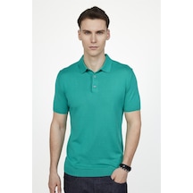 Tudors Erkek Slim Fit Dar Kesim Pamuklu Örme Triko Yeşil Polo Yaka Tişört-27313-Yesıl Yeşil
