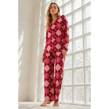 Kadın Regular Bürümcük Kırmızı Pijama Takımı