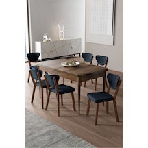 Canisa Exve Serisi 80x132 Açılabilir Barok Ahşap Desen Masa Takımı Ve 6 Antrasit Sandalye Masa Barok Ahşap Desen Sandalye Antrasit