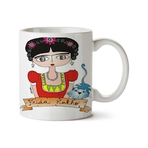 Frida Kahlo Kedi İki Tarafı Baskılı Kupa Bardak