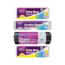 Çöp Torbası Jumbo Boy Ve Orta Boy Dörtlü Paket