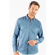 Tudors Klasik Fit Rahat Kesim Poplin Oxford Erkek Gömlek-23438 Petrol