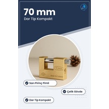 Kayar Milli Kilit Dar Tip Sarı Pirinç Pimli 70 Mm Çelik Gövde Sür