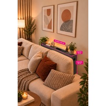 1. Sınıf Antrasit Mdf Auratech Led Li Koltuk Arkası Dresuar Prizli Şarjlı Raf Konsol 100x80x12