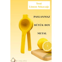 Metal Pasyapmaz Limon Ve Narenciye Sıkacağı Özel Tasarım Desenli Limon Portakal Sıkacağı Sarı Metal Diğer