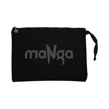Manga Yazı Siyah Clutch Astarlı Cüzdan / El Çantası