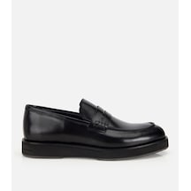 Hotiç Erkek Açma Deri Siyah Kalın Tabanlı Klasik Loafer