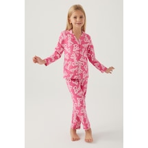 Barbie Kız Çocuk Pembe Gömlek Pijama Takımı 5274-42567 Açık Fuşya