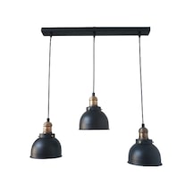 Dylight Retro Metal Dekoratif 3 Lü Masa Üstü Siyah Rustik Avize En:60 Cm Beyaz