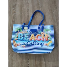 Cadde Dükkanı Beach Baskılı Su Geçirmez Tokalı Plaj Ve Günlük Kullanım Çantası Çok Renkli