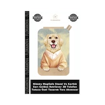 Nimmy Magsafe Stand Ve Kartlık Sarı Golden Retriever 3d Telefon Tutucu Özel Tasarım Tarz Aksesuar