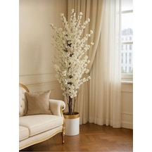 Rüzgar Yapay Çiçekçilik 170 Cm Boyunda Beyaz Kiraz Çiçeği Beyaz