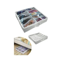 Ayakkabı Saklama Çantası 10 Bölmeli Shoes Under Ayakkabı Hurcu - Siyah Beyaz 4 - Sgm8919-2204 Renkli