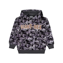 Civil Boys Giant Rex Baskılı Kapşonlu 6-9 Yaş Sweatshirt - Gri Antrasit