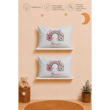 İsimli Kız Bebek 2'li Yastık Kılıfı 35x45 Cm %100 Pamuk Organik Baskılı İsme Özel Bebek Hediyesi 1065y2