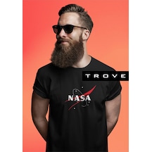 Unısex Kadın Erkek Nasa Gezegen Baskılı Siyah Beyaz % 100 Pamuk Tasarım T-shirt Siyah