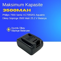 Philips 7000 Serisi Xc7055/01 Aquatrio Dikey Süpürge 3500 Mah 25.2 V Batarya  Uyumlu Uzun Ömürlü, Maksimum Performans Pil
