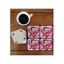 Betty Boop Dekoratif Ahşap Bardak Altlığı Seti 054 Çok Renkli