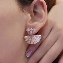 Arı Rose Gold Kaplama Gümüş Küpe Gümüş