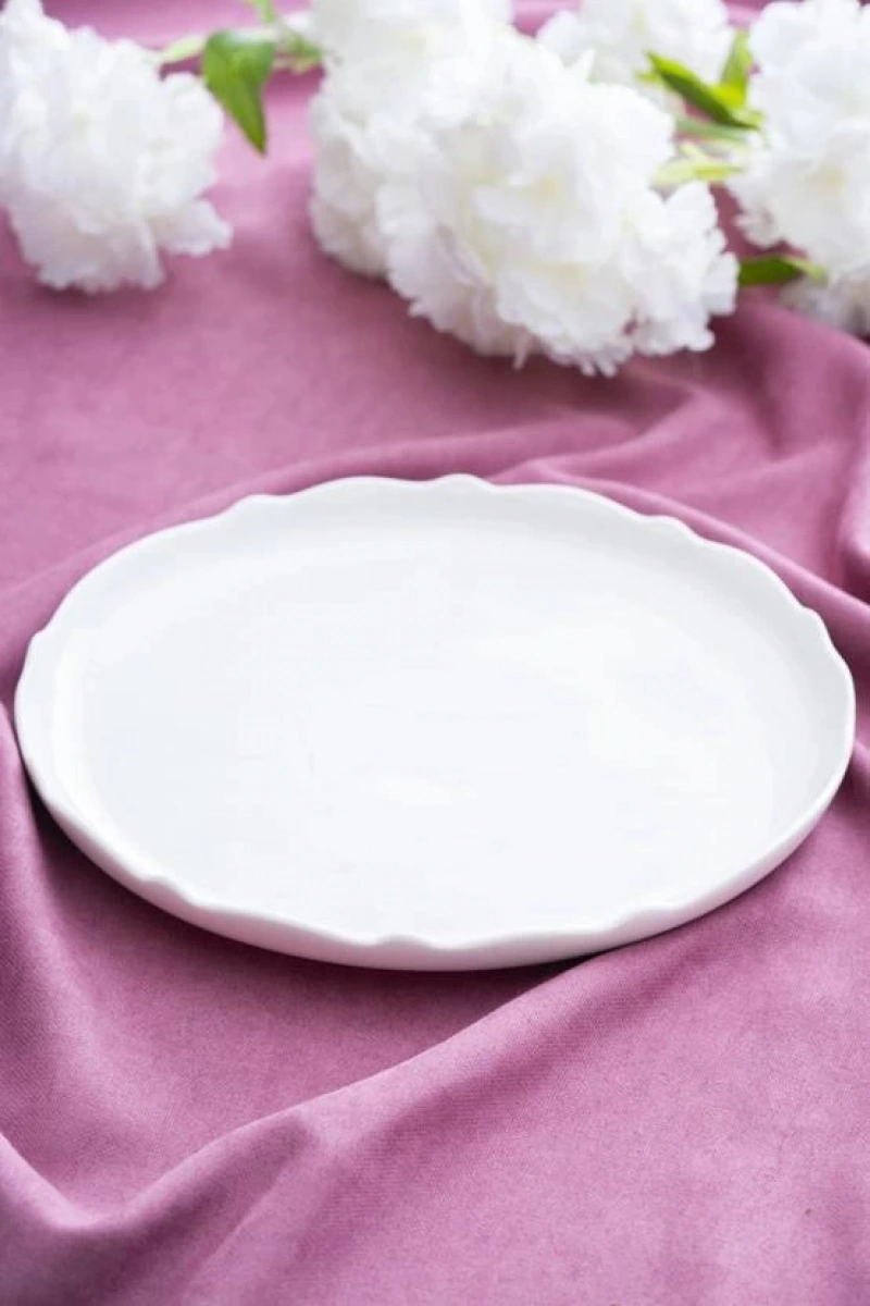 Acar Por6578 Nirvana Yuvarlak Beyaz Porselen Tabak 22,5 Cm Beyaz