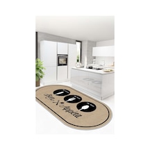 West Home Makinede Yıkanabilir Kaymaz Taban Leke Tutmaz Modern Bej Oval Mutfak Halısı Ve Mutfak Yolluk Wh 583 Beige Oval