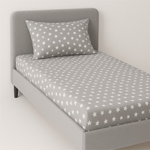 Lionas Desenli 90 X 200 Cm Gri Yıldız Lastikli Çarşaf Ve Yastık Kılıfı Gri