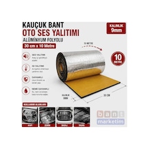 Kauçuk Bant Oto Ses Yalıtımı 9mm Alüminyum Folyolu 30cm X 10 Metre Araç Ses Ve Isı İzolasyon Bandı