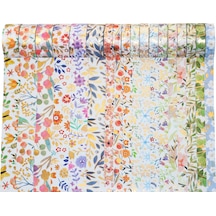 Springsun 18 Rulo Altın Varaklı Çiçekli Washi Bant Seti Dıy, Scrapbook & Hediye Paketi İçin Botanik Desenler