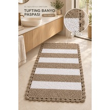 Alanur Bodrum Tufting Cotton Pamuklu El Işi Örgülü Paspas 112 80 X 135 Cm Beyaz - Kahve