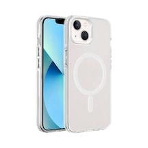 Apple Uyumlu iPhone 15 Kılıf Zore M-safe Şarj Özellikli Buzlu Transparan C-pro Sert Kapak Renksiz