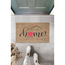 Dormot 1çok Amaçlı Dijital Home Sweet Home Kalpli Kahve Renk Kapı Paspası Dış Mekan Paspas Kahverengi