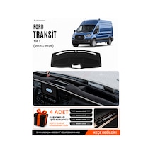 Ford Transit Tip 1 2020-2025 Uyumlu Torpido Örtüsü, Torpido Kılıfı - Siyah Gri