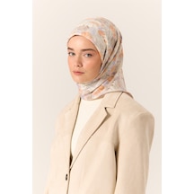 Silk Home Organik Pamuk İpek Eşarp Yavruağzı-lila Desenli Tok Duruşlu 90x90 Çok Renkli