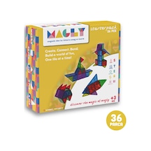 Magly Manyetik Yapı Blokları Çocuklar Için Renkli 3 Boyutlu 36 Parça Manyetik Karo Oyun Seti