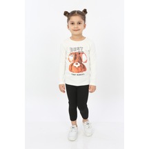 Toontoy Kids Toontoy Kız Çocuk Best Mood Ayıcık Baskılı Tişört Ekru