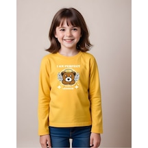 Fyk Kids Kız Çocuk Perfect Yazı Baskılı Yuvarlak Yaka Sweatshirt Sarı