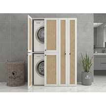 Kenzlife Çamaşır-kurutma Makinesi Dolabı Yaromira Mat Beyaz 180 120 64 Jut Kare Kapak Suntalam Gövde