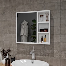 Ayna Kapaklı Tamamen Mdf Banyo Dolabı Beyaz