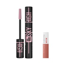 Maybelline New York Lash Sensational Sky High Cosmic Black Maskara & Mini Super Stay Matte Ink Likit Mat Ruj 65 Seductress Makyaj Seti 0