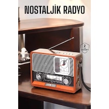 Ahşap Görünümlü Retro Bluetooth Radyo Usb,aux Ve Sd Kart Girişli